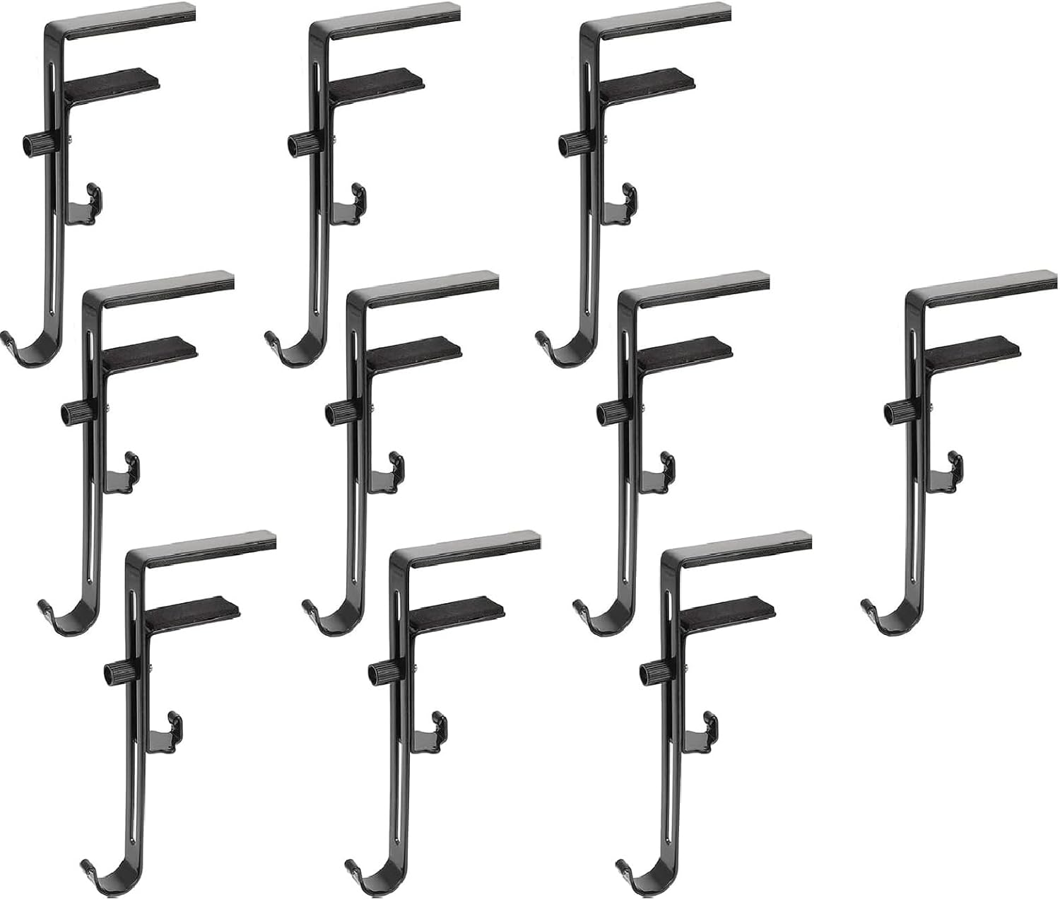 Adjustable Wreath Hooks for Front Door - Rust-Resistant Metal Hangers No Drill Door Hook for Christmas Wreaths, Holiday & Seasonal Decorations (Black, 10 Pcs)