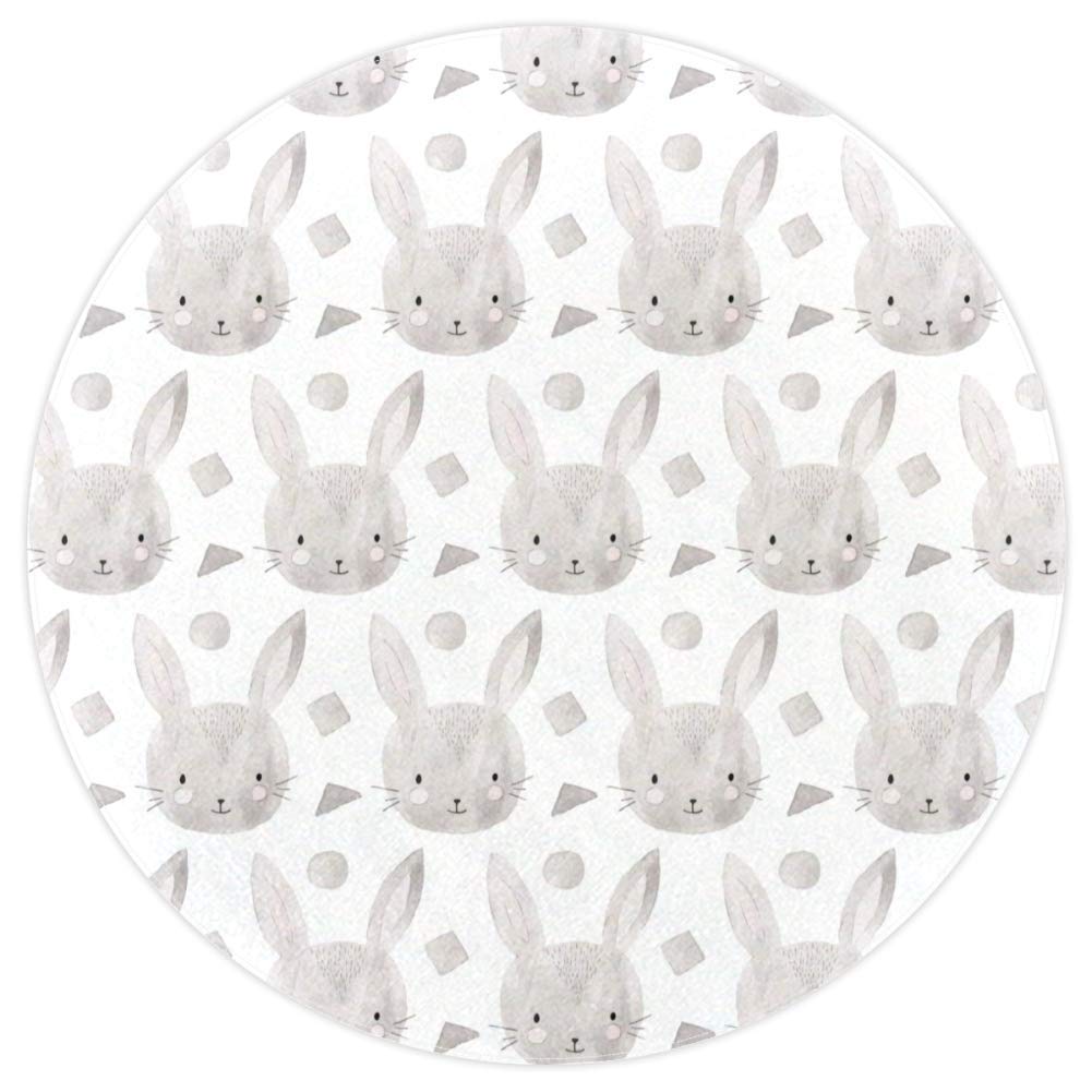 Tapis rond aquarelle gris 160cm en polyester antidérapant pour salon