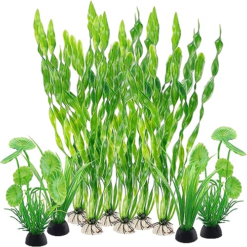 WZTCIBUR Plantas acuáticas para acuario, 10 unidades, plantas de acuario decorativas, plantas de acuario verdes, plantas artificiales, plantas de plástico para acuarios, decoración para acuarios,