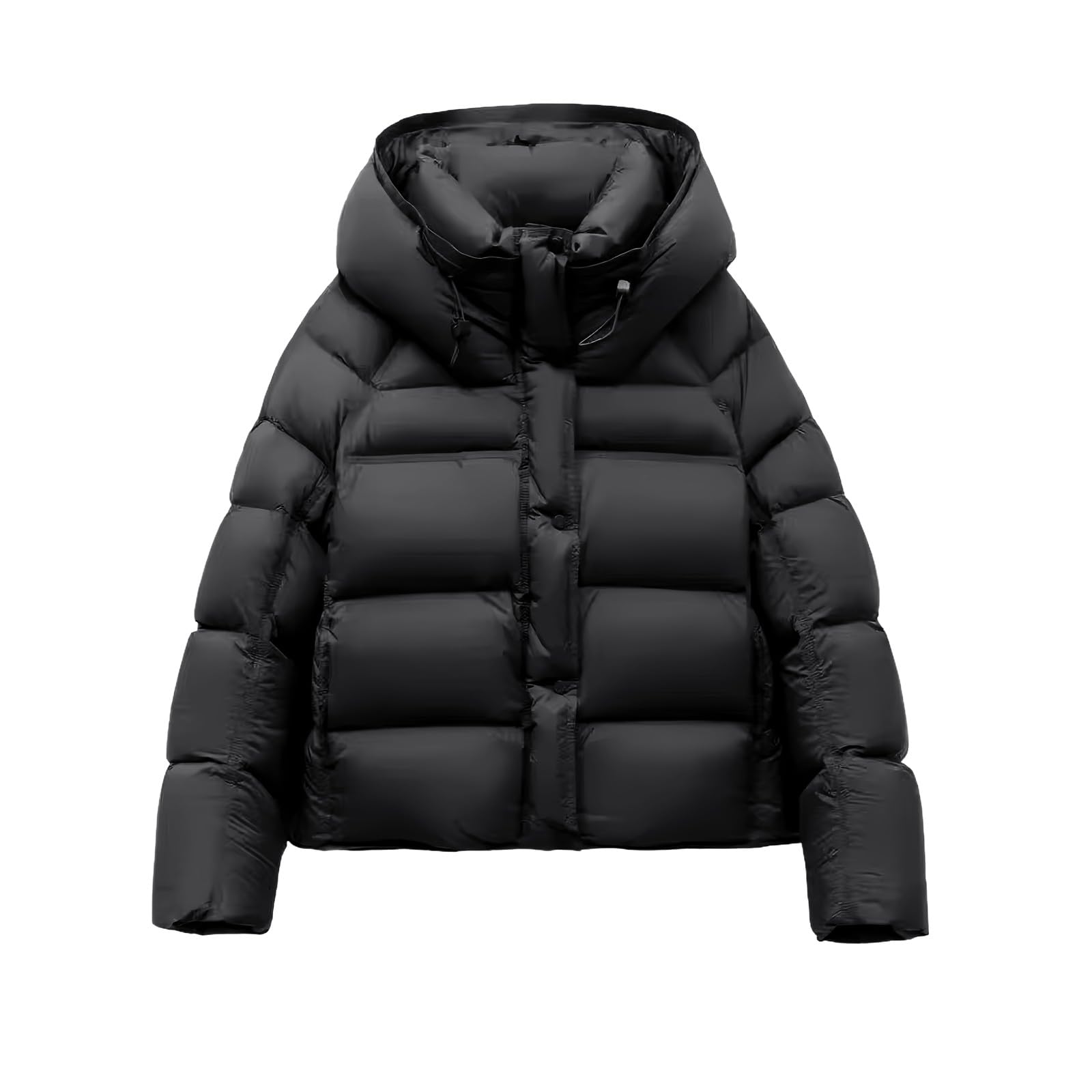 Cocila Doudoune éPaisse à Capuche Pour Femmes Veste Blanche Manteau Court Et Chaud L'hiver Chandail (Black S) Veste Entre Saison Rouge Mi Saison Chic Courte Hiver Officier MatelasséE