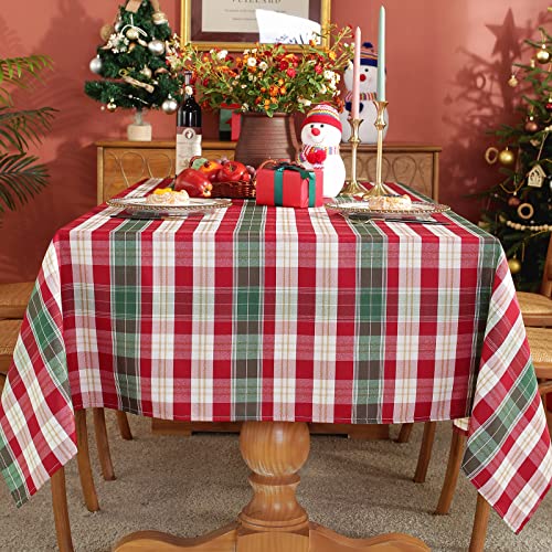 SASTYBALE Red and White Plaid Tablecloth,Rectangle Xmas Metallic Fabric Table Cloth Wrinkle Resistant Heavy Weight Polyester Table Cloths for Holiday Kitchen Dinning Tabletop(52" x 70") – Image 4