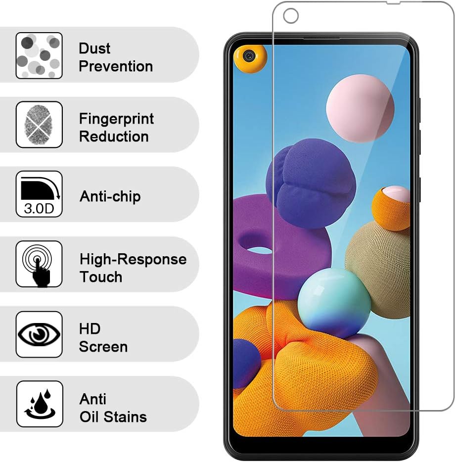 3 Pack LϟK Screen Protector Compatible for Samsung Galaxy A21 Tempered Glass HD clear, Bubble Free, Case Friendly