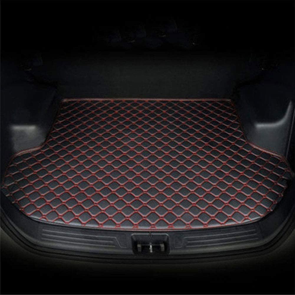GUOLEIOO Car Leather Boot Mats for VW Taigo/Taigo R-Line SUV All-Weather Boot Liner, Waterproof, Non-Slip, Cargo Carpet Protective Mat,Black~Red