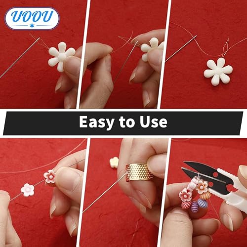 Miniatura 4 de El juego de agujas de cuentas incluye 60 agujas de hilo largas y rectas + 10 agujas de cuentas de ojo grande, agujas de bordado con caja de agujas,