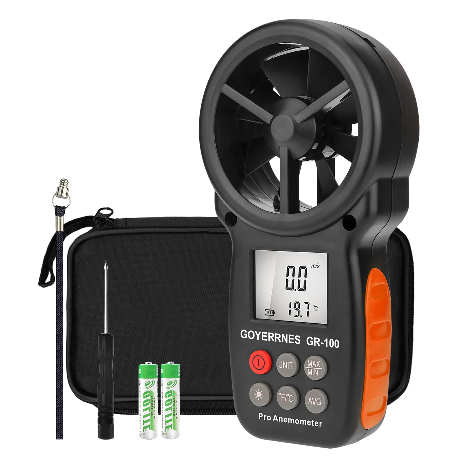Anemometro digitale Misuratore di velocità del vento portatile 0,7~42m/s Anemometro tascabile della velocità dell'aria con bussola