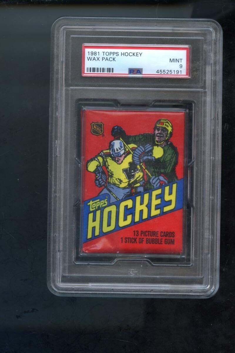 1981-82 Topps Hockey Card Unopened Wax Pack Bazooka Back NHL Graded MINT PSA 9