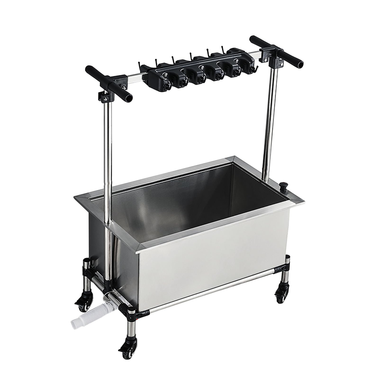 asdchZen Janitorial Cart,Mobile Mop Sink, Stainless Steel Utility Sink With Wheels, Utility Mop Bucket, Janitorial Cart Housekeeping Cart Cleaning Cart On Wheels,10 Slots and 12 Hooks