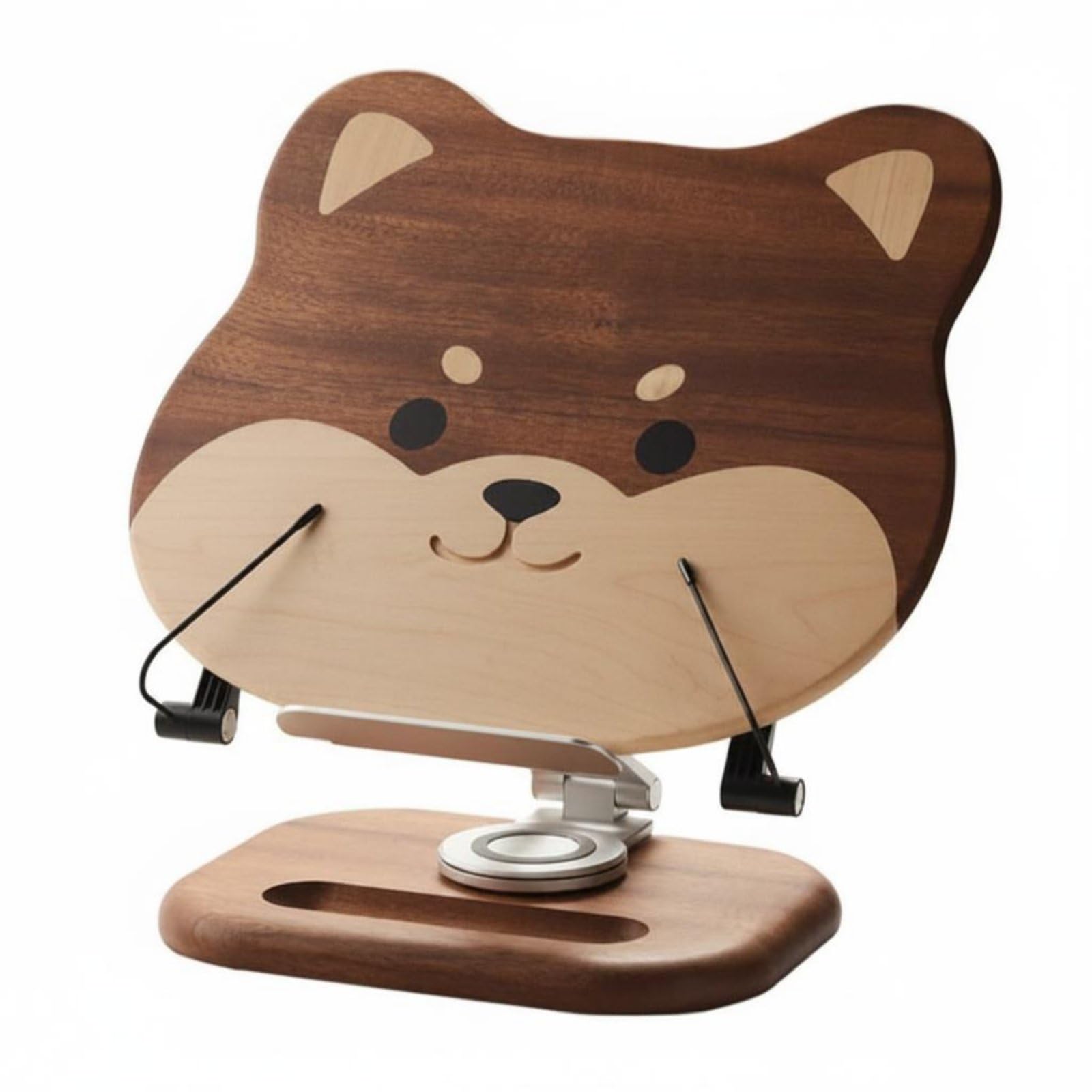 Leggìo per Bambini Supporto Libro Stand Porta Libri Porta Tablet in Legno con Vassoio Integrato Fermapagine E Braccio in Alluminio Base Rotante
