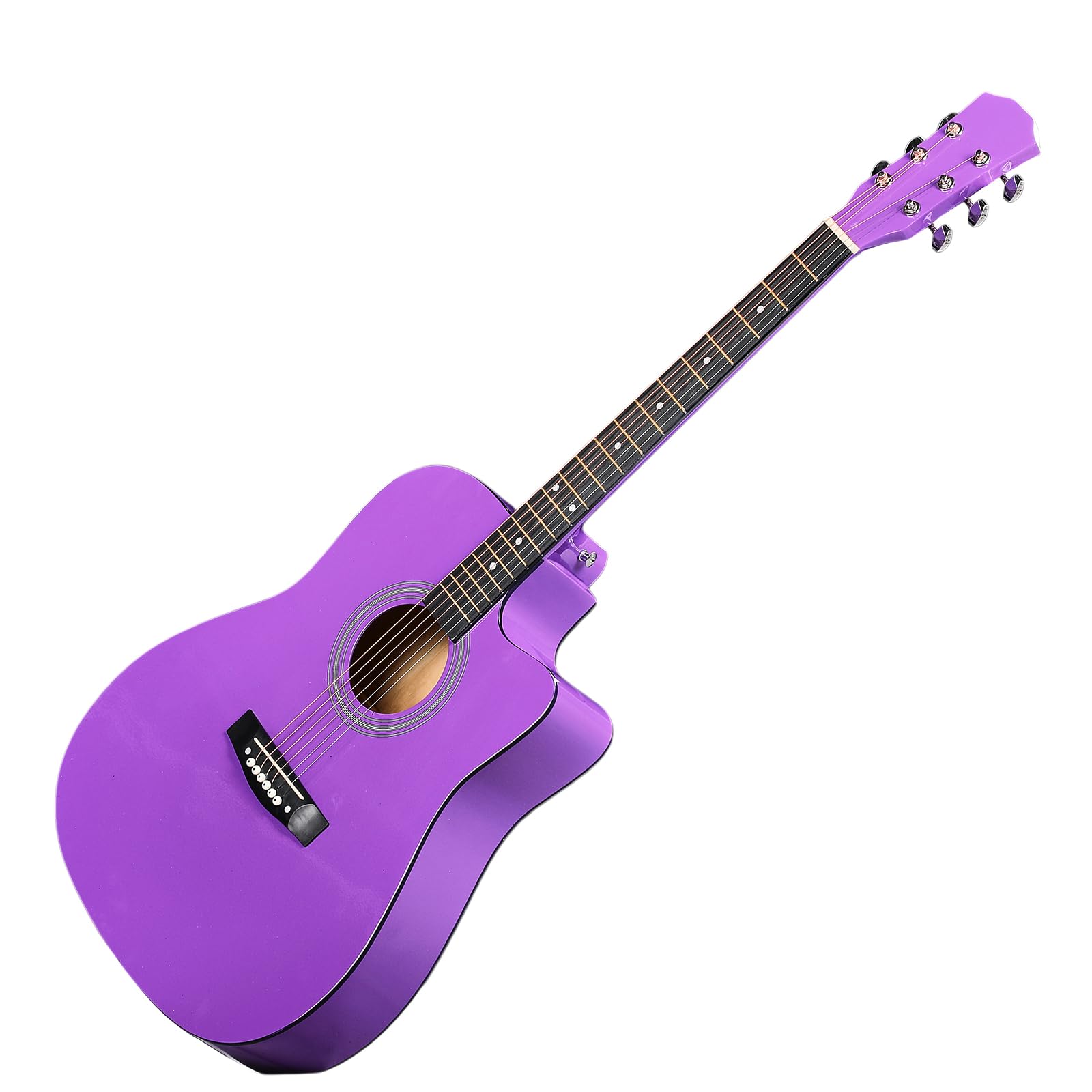 41 Inch Cutaway Acoustic Guitar Purple Basswood with Accessories