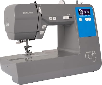Janome Loft 100 Computerized Sewing Machine, 100 Stitches, LCD | Built-In Needle Threader, Stitches