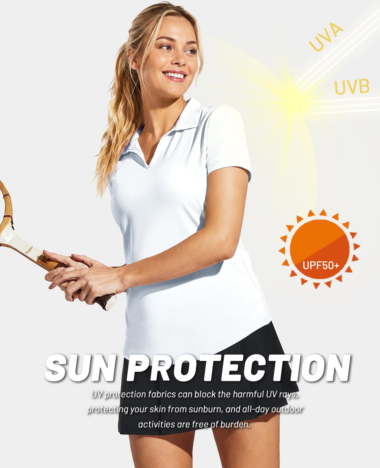 MIER Polo de Golf para Mujer, Cuello en V, Manga Corta, Ajuste seco, Absorbe la Humedad