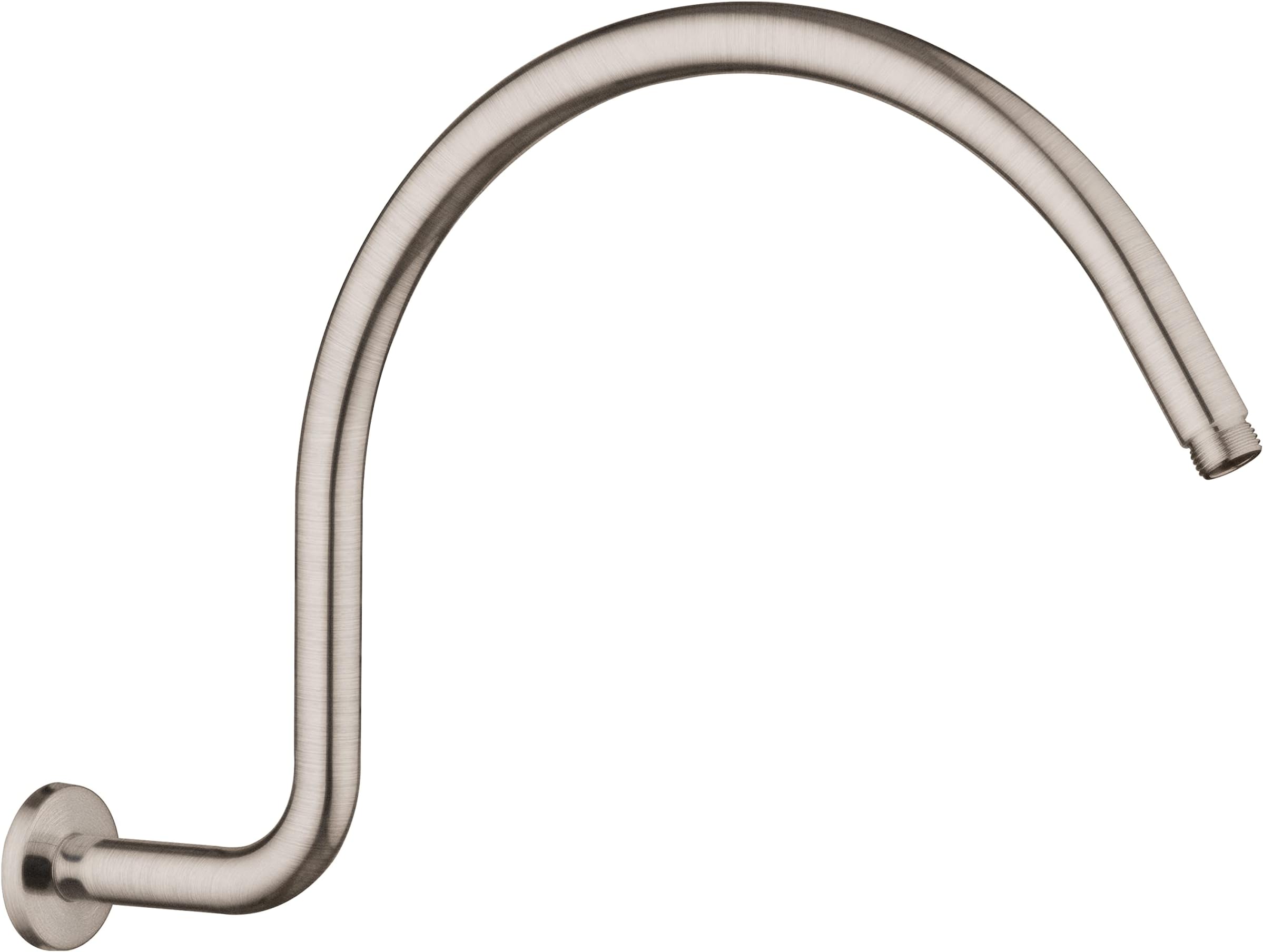 SparkPod17 Inch Shower Arm with Flange - Solid Stainless Steel Shower Head Extension Arm, Wall-Mounted - Teflon Tape Included (High Rise Gooseneck 17", Elegant Brushed Nickel) - Shower Head Pipe