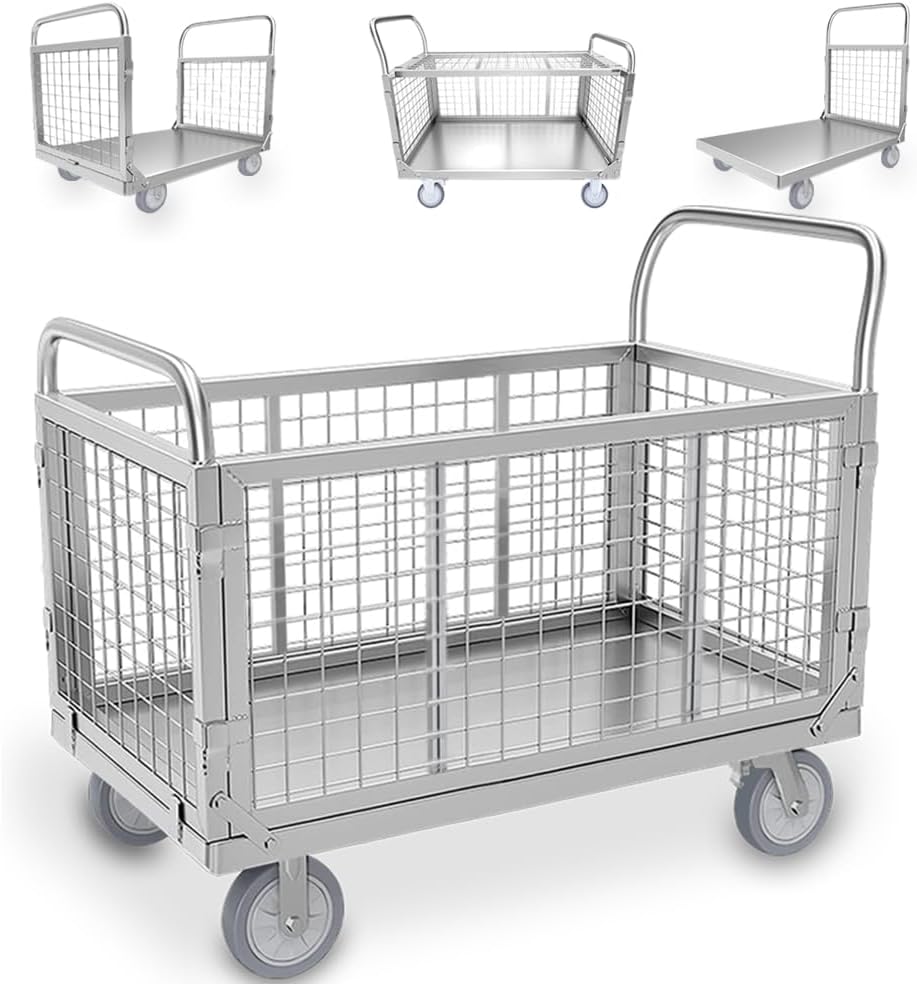 メッシュパレット キャスター付き 網カゴ 折りたたみ 台車 パレット