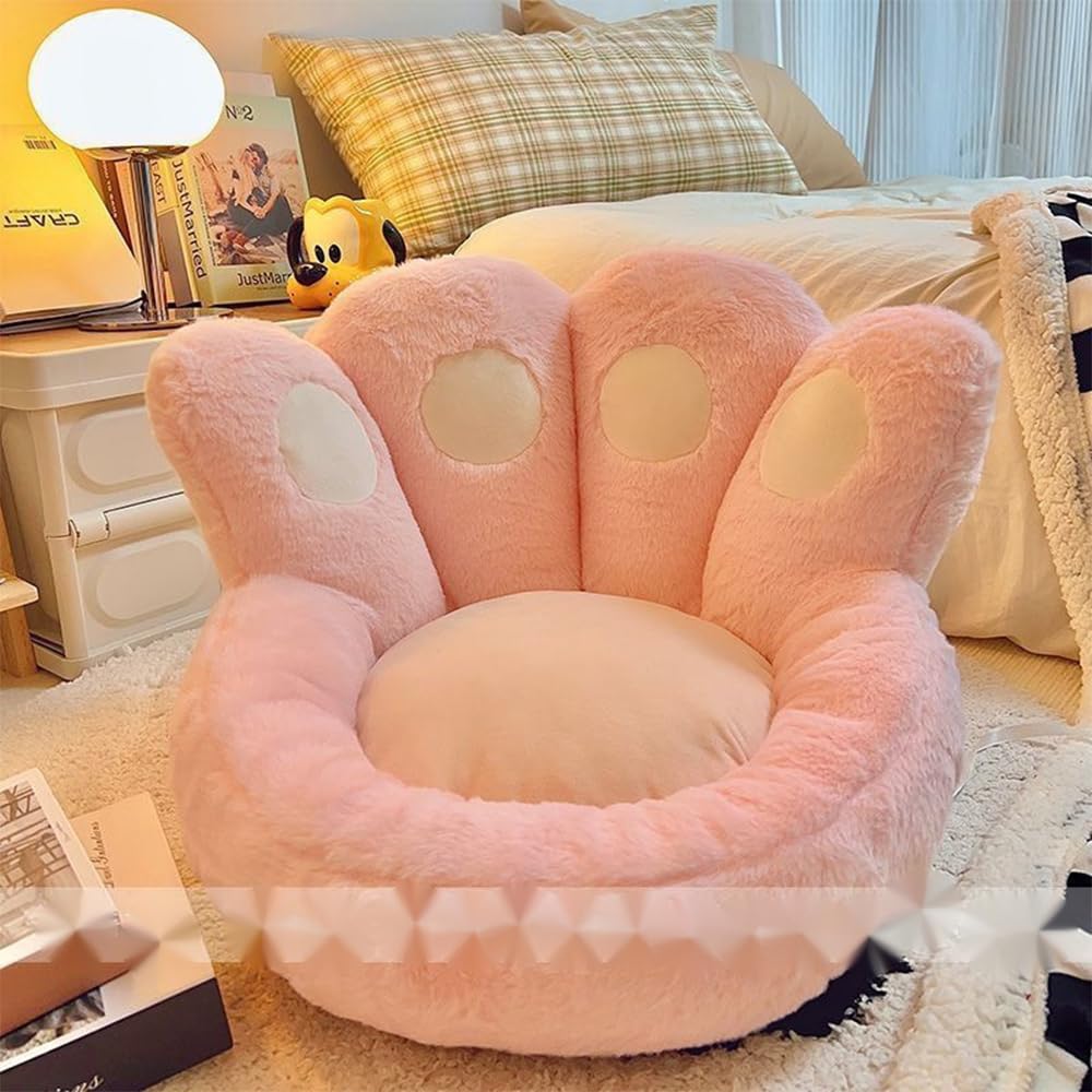 LENDISLENDIS Cat paw pads, cute chair pads, comfortable plush cute pillows, suitable for office desk floors, lazy sofa seat cushions with non-slip backrests, suitable for home decoration (pink)