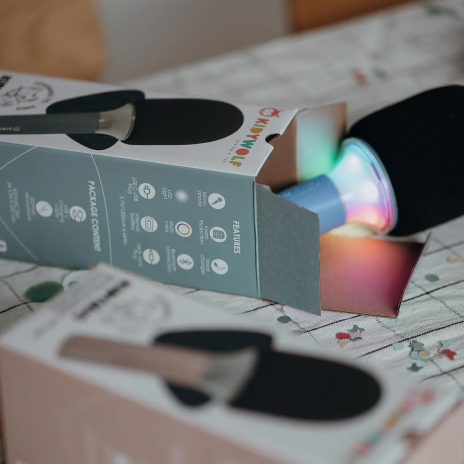 KIDYWOLF Mikrofon Bluetooth rosa mit Licht