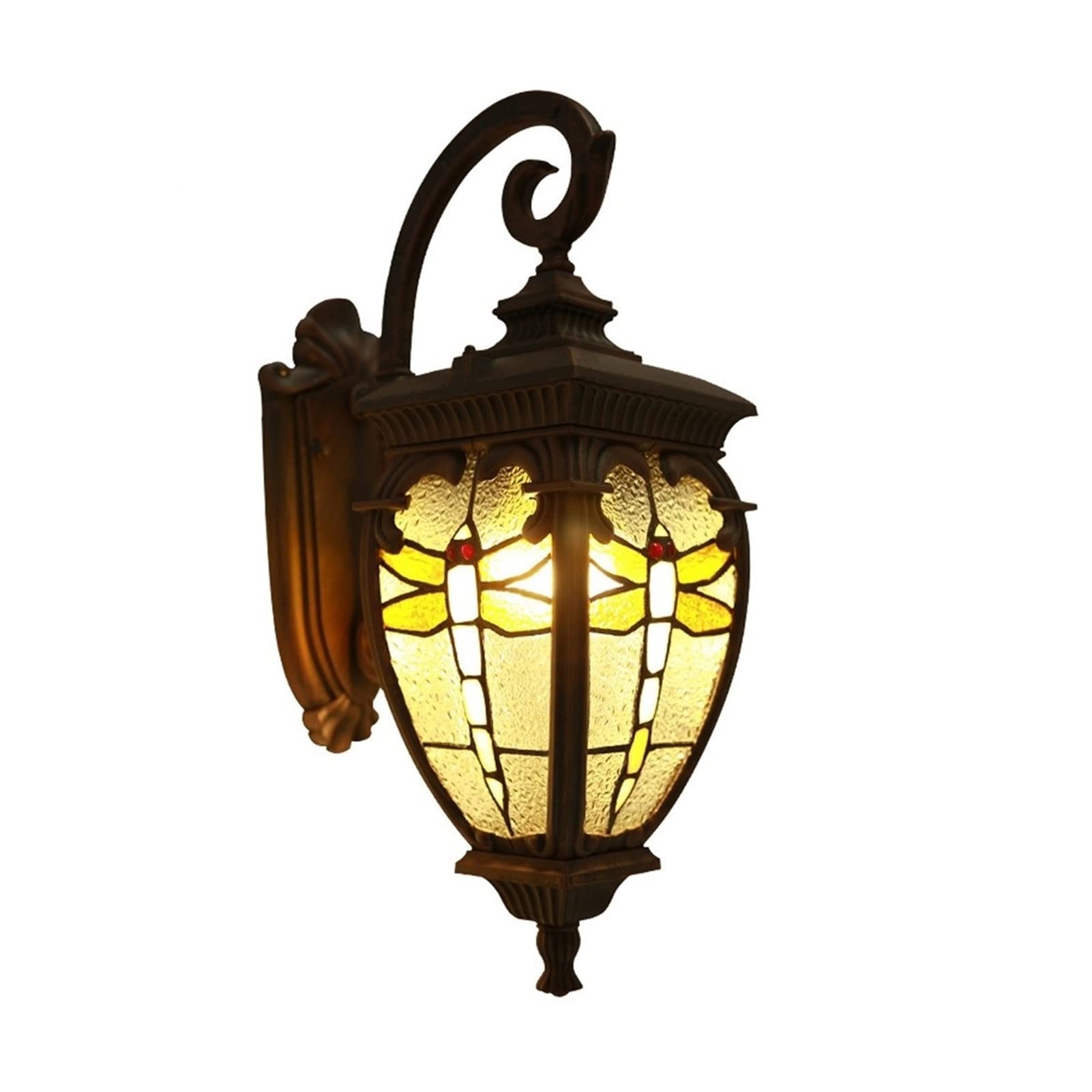 HYJAUSXB Wall Lamps Sconces Splice Colored Glass Outdoor Waterproof Lantern Rainproof Aluminum Mounted Light Garden Exterior Sconce