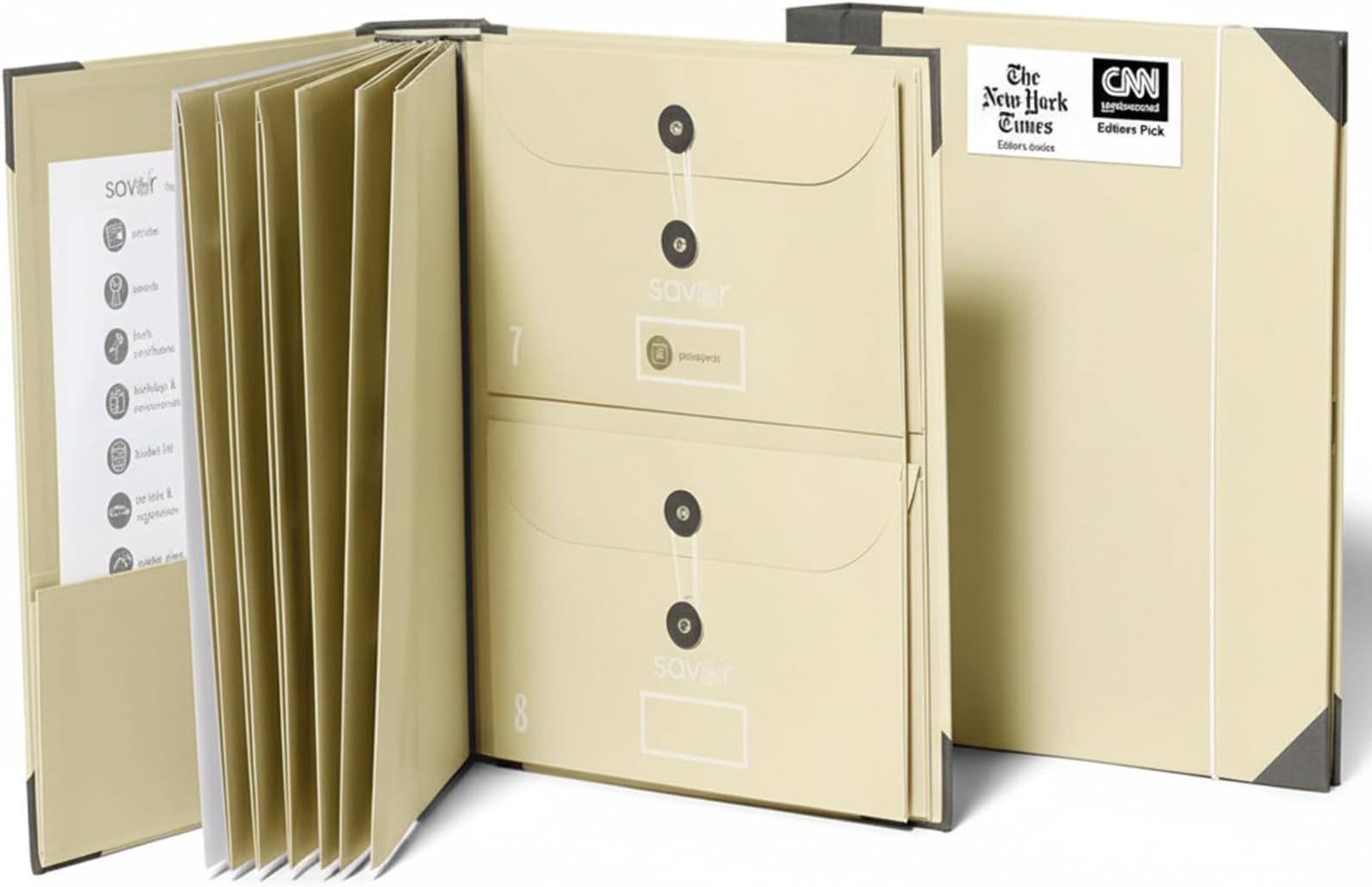 The Folio® Important Document Organizer by Savor | Binder with Guided Labels, Acid-Free File Folder Organizer with 10 Pockets, Document Holder for Home Records, Legal and Medical Papers (Slate)