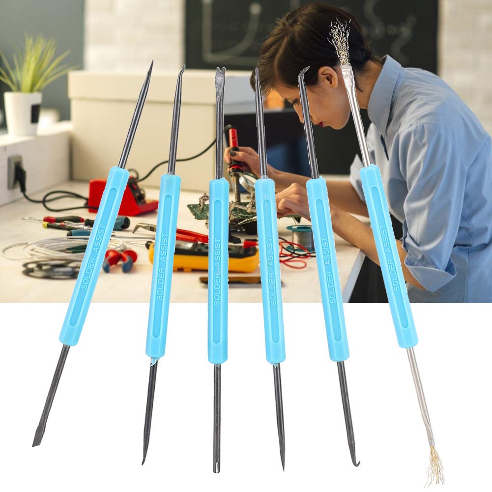 6pcs Double Headed Soldering Aid Tool, Circuit Board Repair Cleaning Auxiliary Assist Tool Welding Auxiliary Tool, Solder Aid Kit with Tips for Precision Work, Compact