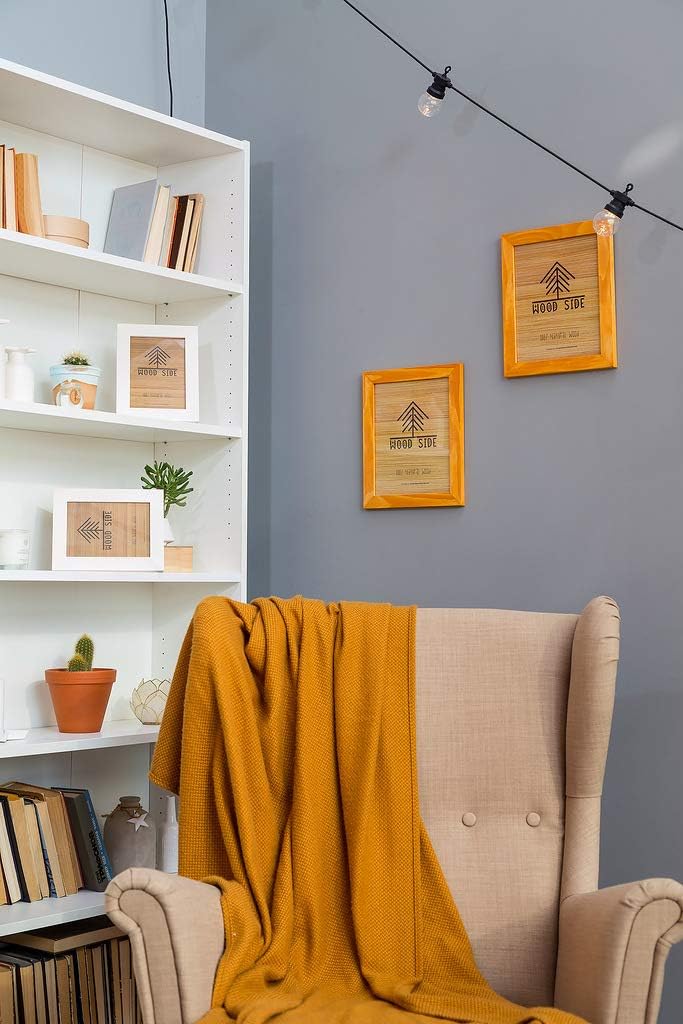 Rustic Wooden Picture Frames 8x10 - Yellow - Set of 2-100% Natural Eco Solid Wood and High Definition Real Glass for Wall Hanging Tabletop Photo Frame