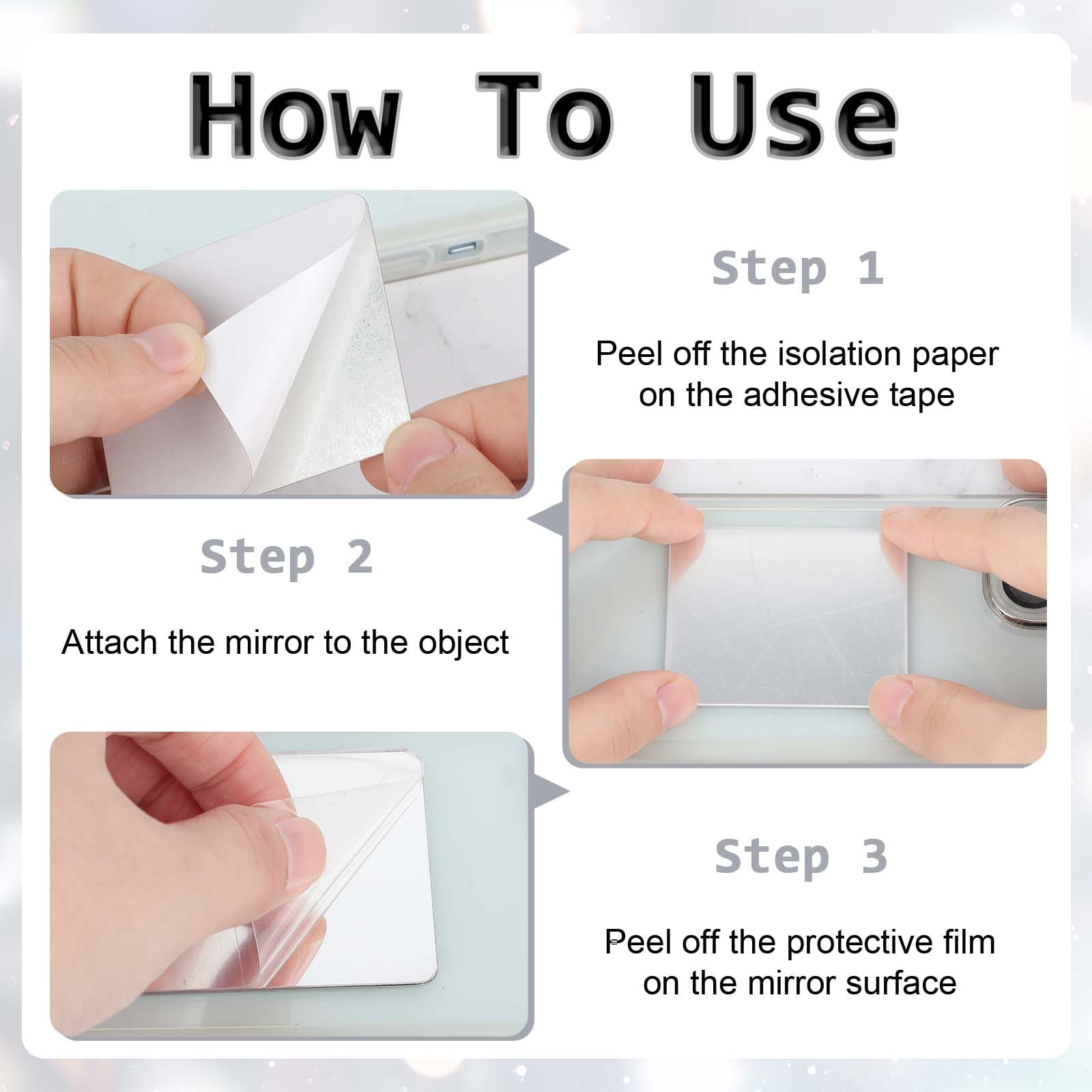 4 Mini Specchietti Adesivi Per Smartphone - Per Trucco E Controllo Rapido