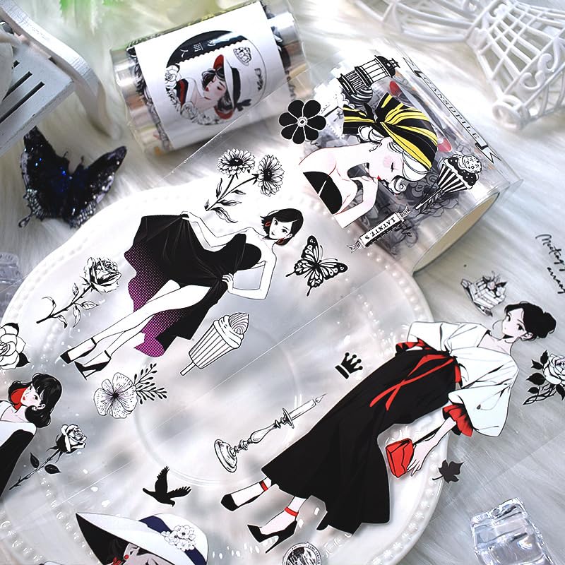 ZSALTT New Popular PET Tape Modern Girls Collage Glossy Washi Tape for Decoration Small Fresh Flower Materials (90724)
