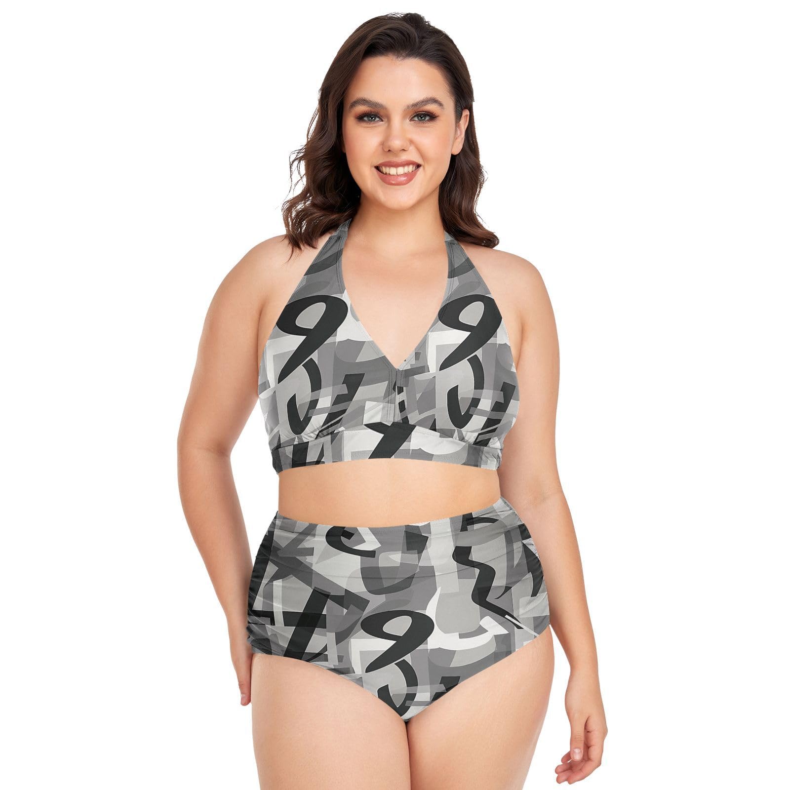 Bikini grande taille solution ventre plat maillot de bain deux pièces ajustable - 7
