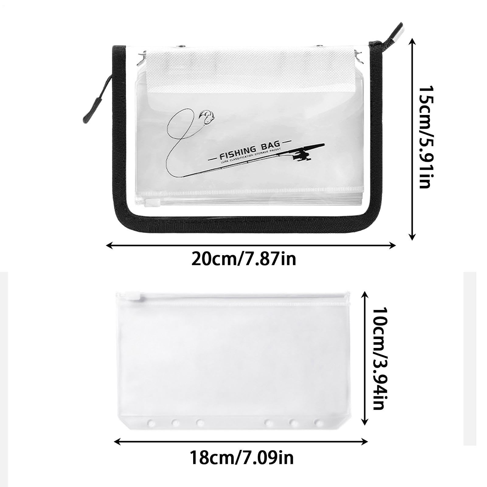 Borsa Per Esche Artificiali - Raccoglitore Per Esche Ad Anelli In PVC Trasparente Da 10 Pagine, Raccoglitore Per Attrezzatura Da , Materiale Impermeabile, Impugnatura Rinforzata, Cerniera Resiste