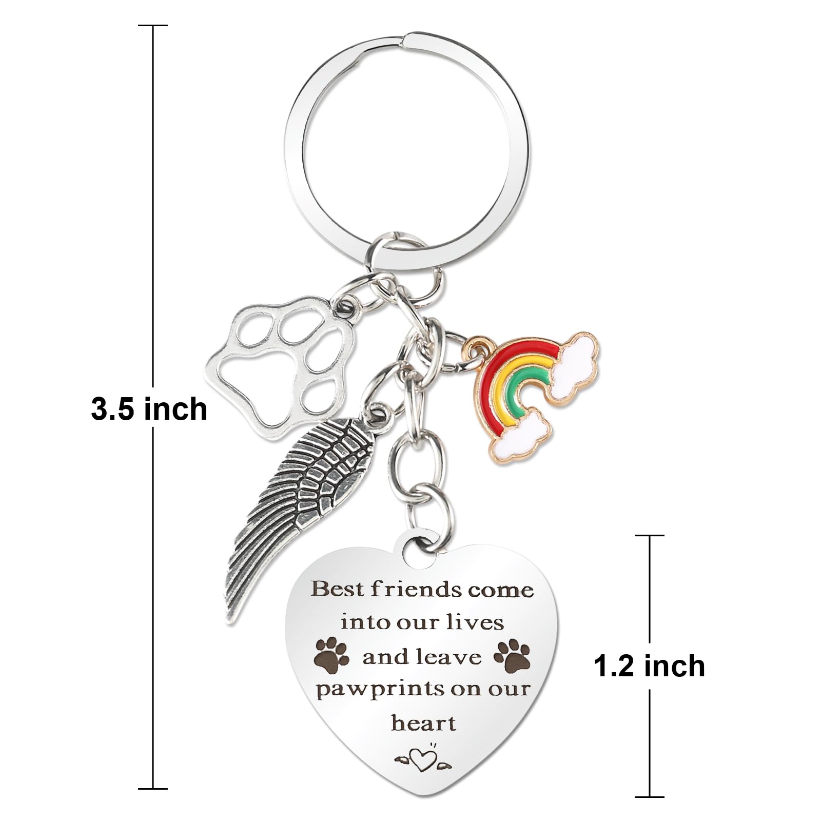 ZioTL Pet Memorial Gifts, Pet Memorial Keychain, Dog Memorial Gifts, Rainbow Bridge Paw Print Presents, Sympathy Gift, Pet Lover Key Chain