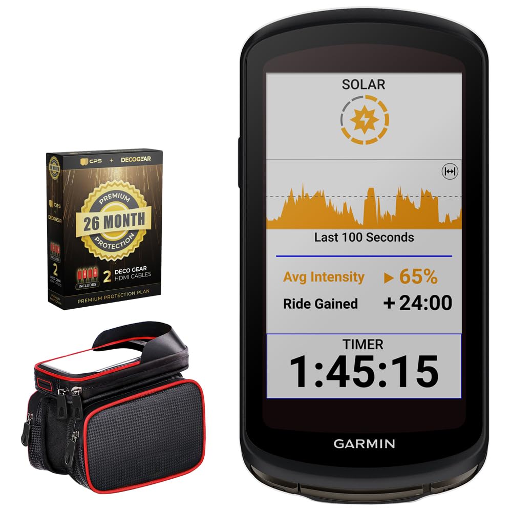 Edge 1040 Solar GPS Cycling Bike Computer 010-02503-20 Bundle with Deco Essentials Bike F…