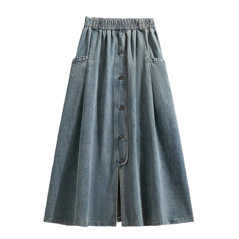Faldas largas clásicas de cintura alta para mujer, estilo casual, con botonadura simple, plisadas, para oficina