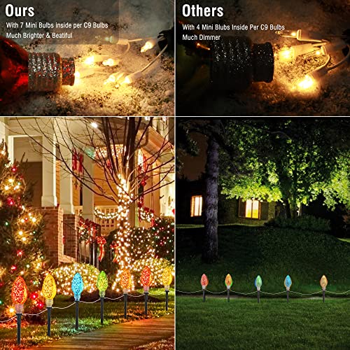 Brizled Christmas Pathway Lights Outdoor, Jumbo C9 Path