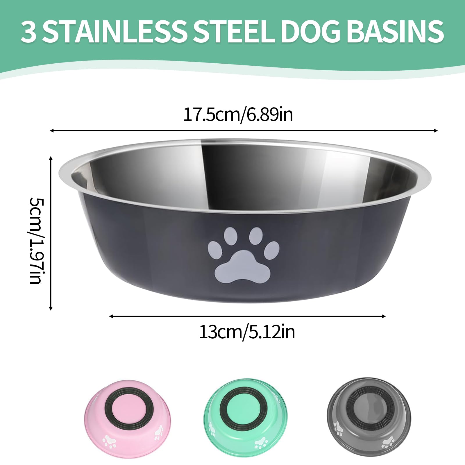 Hondenbak van roestvrij staal, 2 stuks, metalen voerbak voor honden met antislip siliconen zool, 860 ml, voerbak voor grote, middelgrote en kleine honden