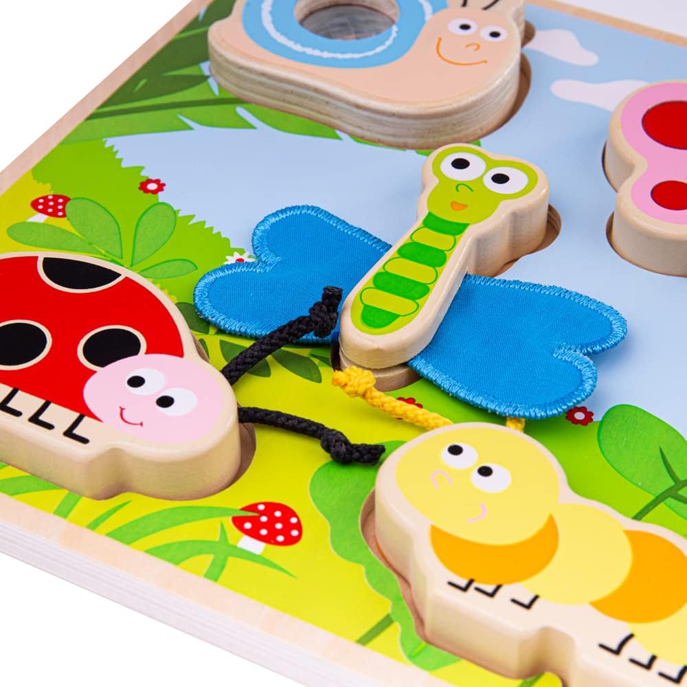 Tidlo Touch & Feel Puzzle (Insects) - Wooden Sensory Puzzles, Kids Animal Jigsaws, Fun & Educational Early Learning Toy, Baby & Toddler Gifts, Age 1 Year Old +