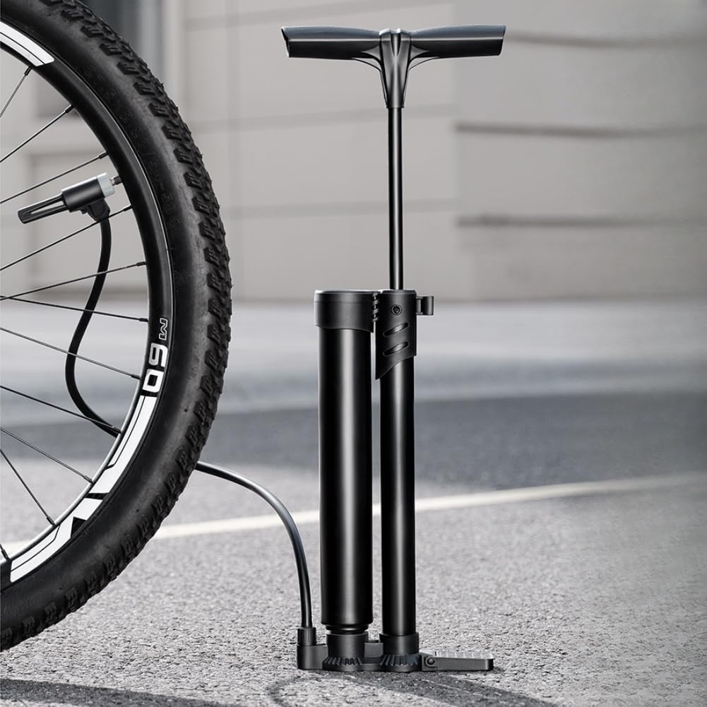 Fahrrad Standpumpe Hochdruck Doppelrohr Fahrradpumpe mit Blast Inflation Zylinder und Manometer für Road Mountain Cycling