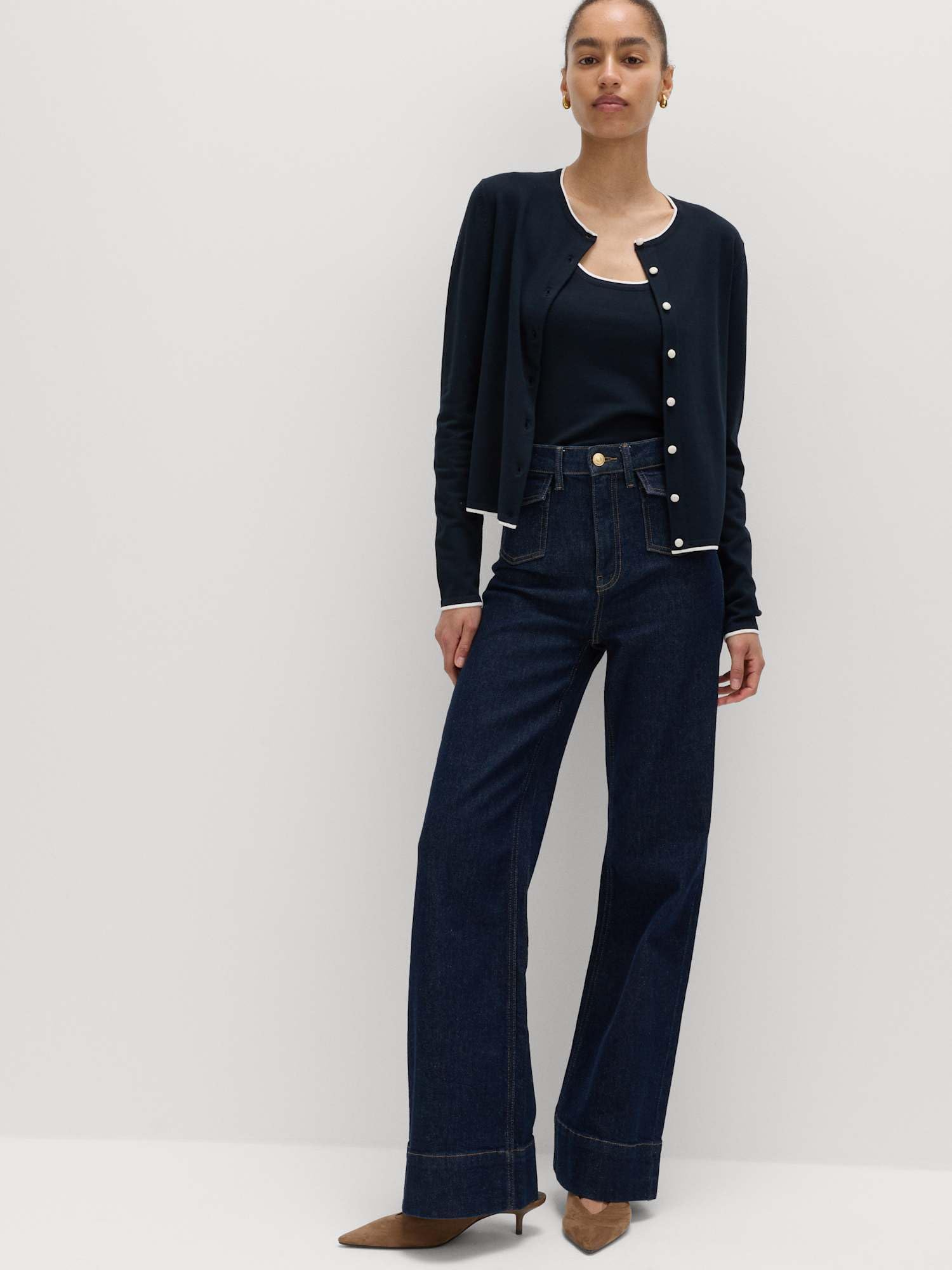 Marks & Spencer Donna Cardigan vestibilità Slim con Dettaglio Bordi