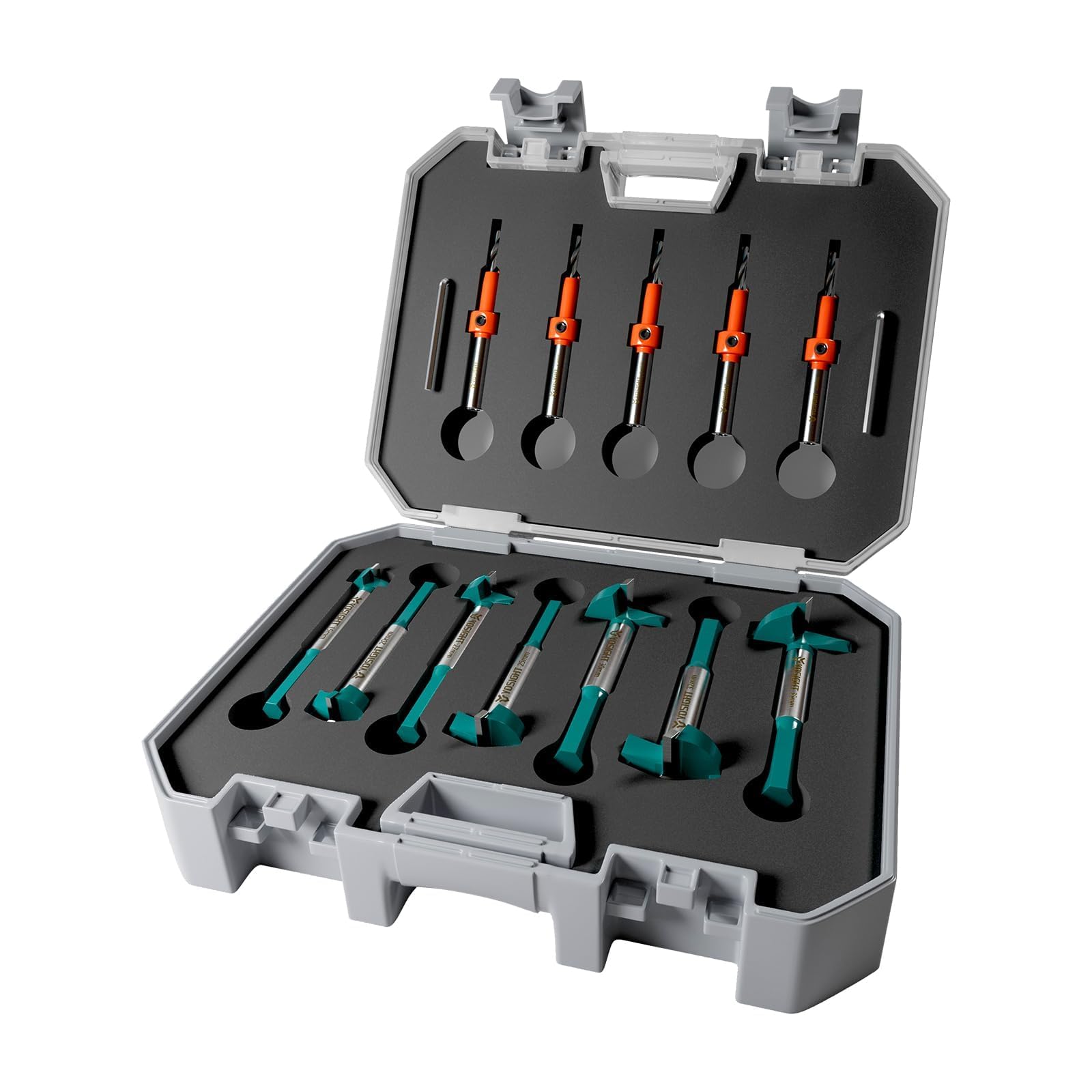 12Pcs Woodworking Drill Bit Set, 15mm 20mm 22mm 25mm 30mm 32mm 35mm Hex Shank Forstner Bits, 2.8mm 3mm 3.2mm 3.5mm 4mm Countersink Bits, with 2Pcs L-Wrench