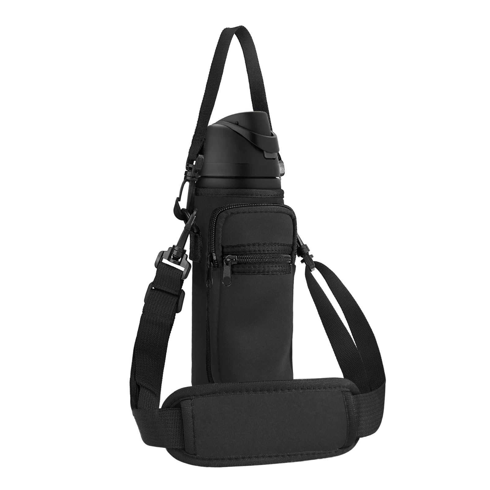 SLEILIN Neoprene Water Bottle Holder Bag with Cell Phone Pocket Compatible with Owala FreeSip 24 oz?Water Bottle Carrying Bag ?with Adjustable Shoulder Strap,for 24oz Stainless Steel Water Bottle
