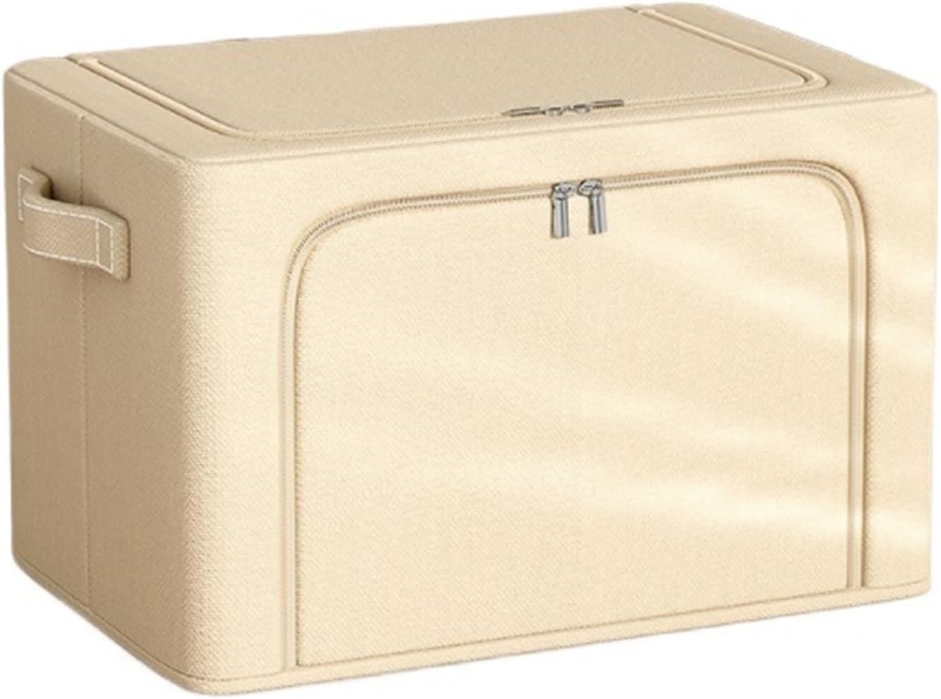 Storage Bins Foldable Storage Box with Transparent Window and Handle for Storing Bedding Storage Container(Beige-No Window,40 * 30 * 20cm)