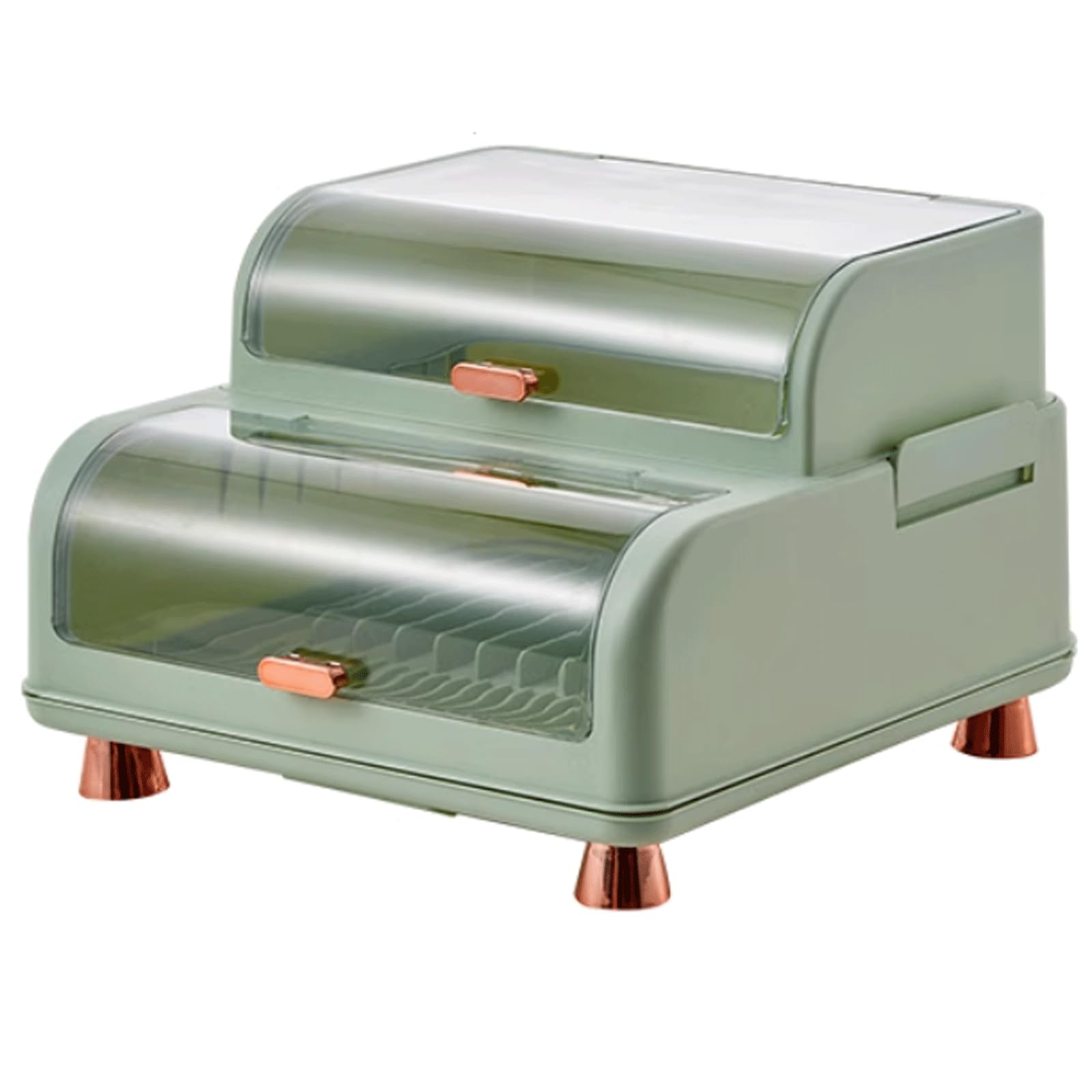 esmen Cutlery Holder Compact Dish Drainer Flatware Storage Caddy with 2 Flip Lids Durable Dish Drainer with Drainboard