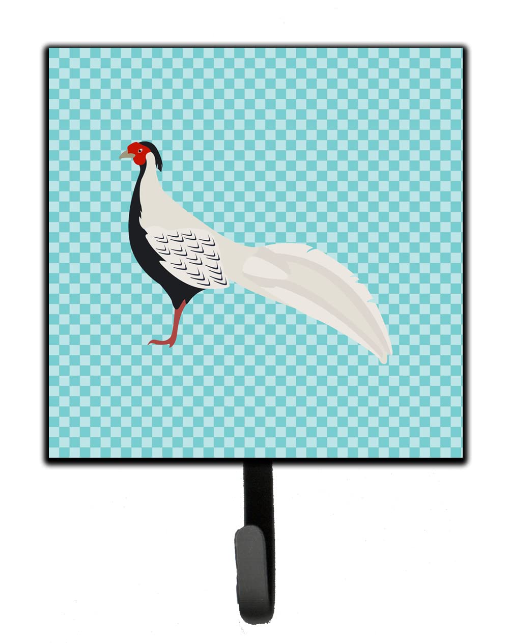 Caroline de trésors Argent Faisan Carreaux Bleu Crochet Mural, Multicolore, S