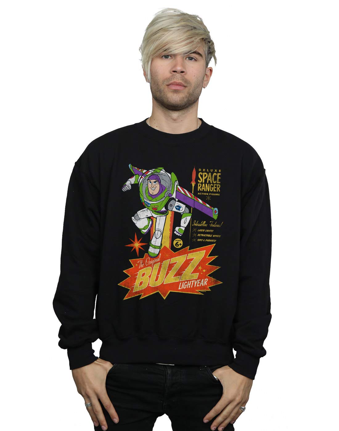 Absolute Cult Men's Black Disney Toy Story 4 The Original Buzz Lightyear Sweatshirt Medium