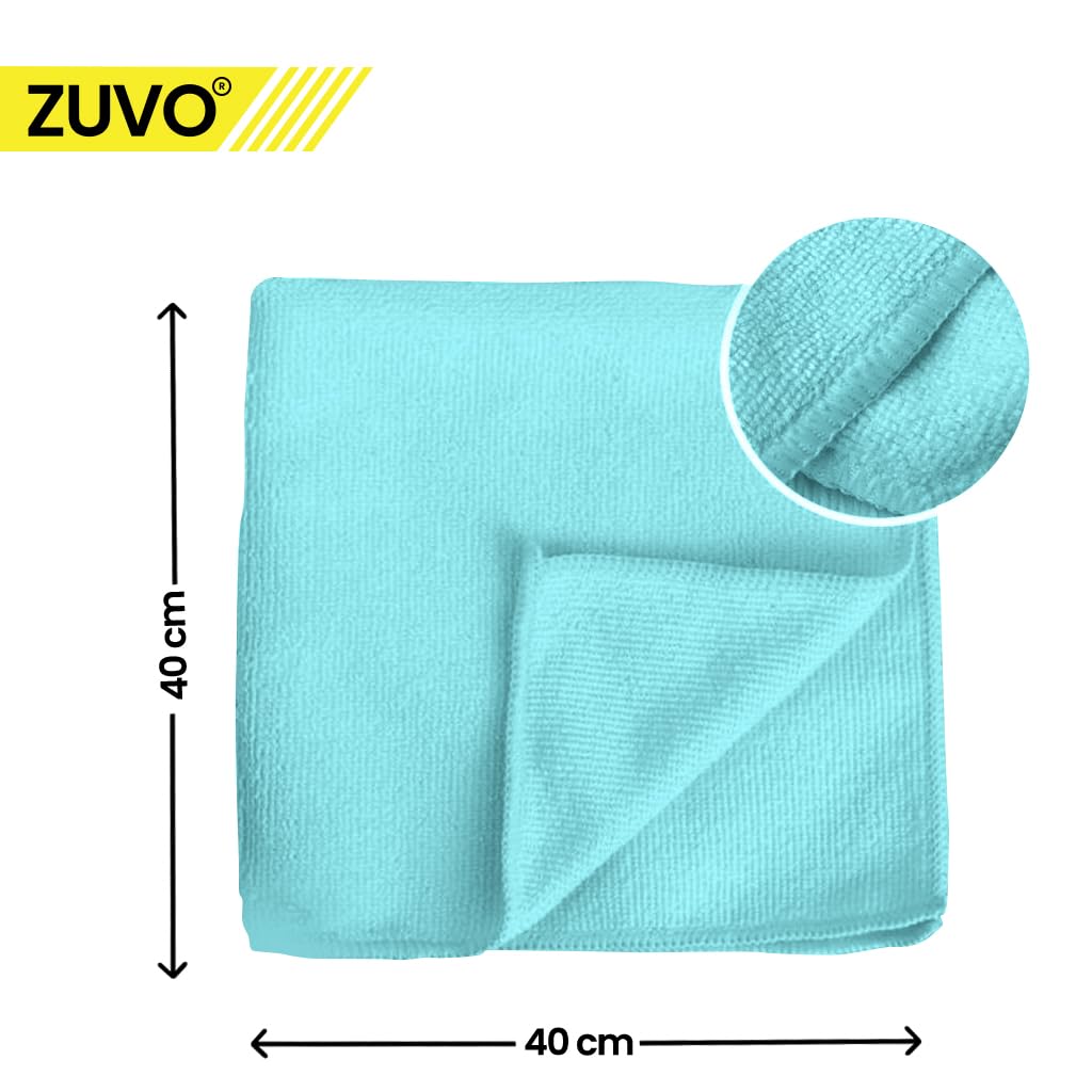 Zuvo Microfibre Cleaning Cloth 12 Pack - Lint-Free Car Cleaning Cloths for Paint Glass & Interior, Blue, XL - Image 2