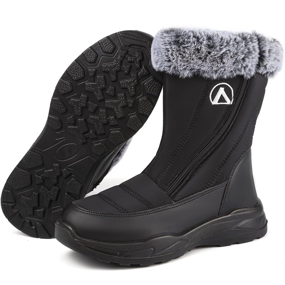 VTASQ Stivali Donna Uomo Stivali da Neve Foderata Pelliccia Caldo Antiscivolo Stivaletti Impermeabili Invernali All'aperto Scarpe Trekking