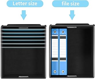 Huolewa File Organizer Box with Lid, Collapsible File Folder Organizer for Office Document Storage, Filing Box with Plastic Slide for Letter Size Hanging File Folders(1 Pack, Sky-blue)