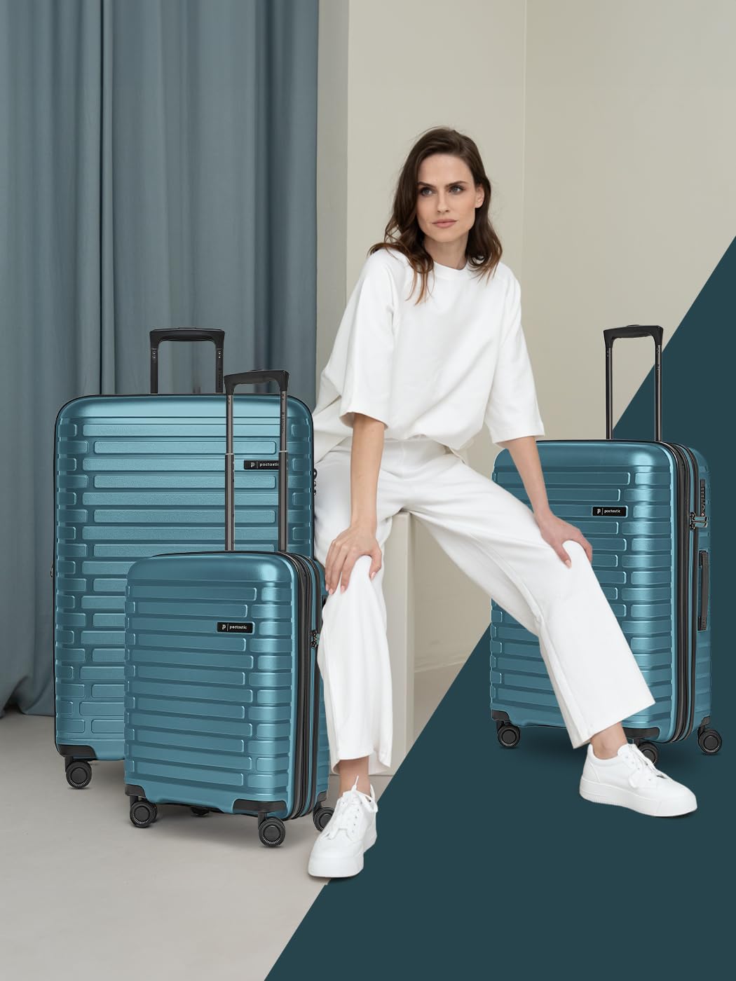 Pactastic Hartschalen Koffer-Set 3-teilig | hochwertiges Polypropylen Material | mit Dehnfalte erweiterbar um 5 cm | 4 Doppelrollen & TSA-Schloss für Damen & Herren (Collection 04)