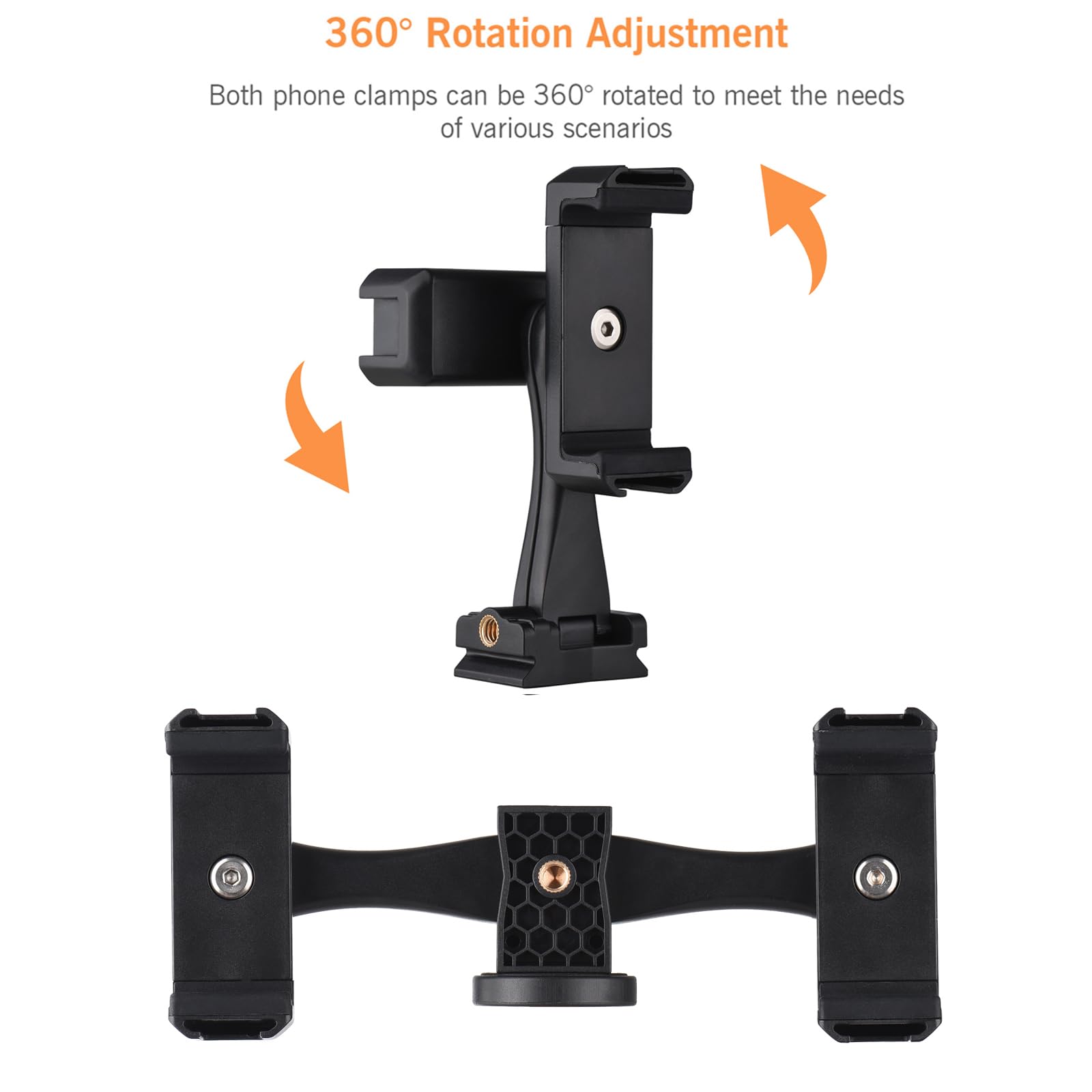 Andoer Kit video multifunzionale per smartphone, include supporto universale per treppiede per telefono con doppio supporto per telefono, 4 supporti per scarpe fredde + treppiede da tavolo per Vlog