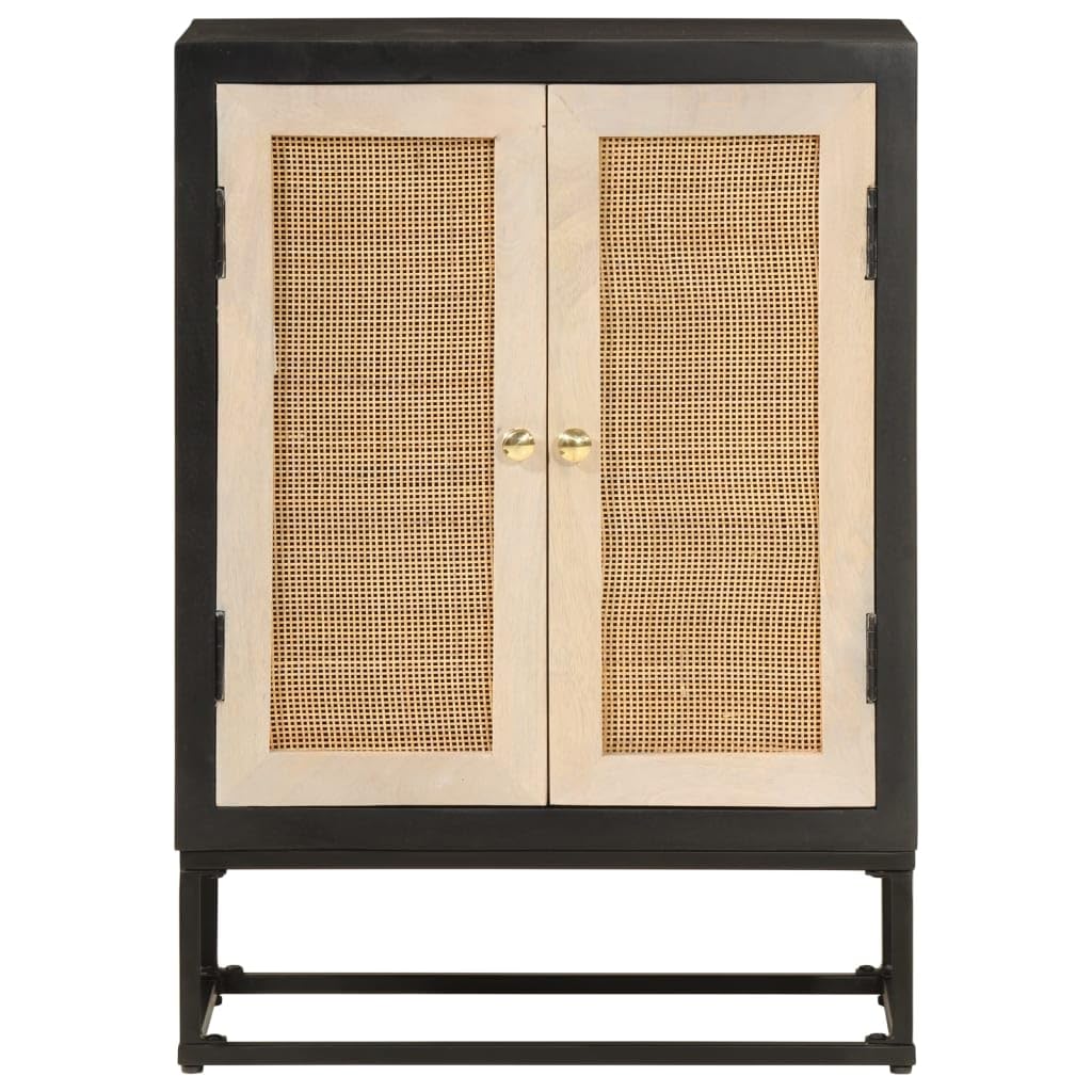Credenza nera in legno di mango massiccio e ferro 55x30x76 cm