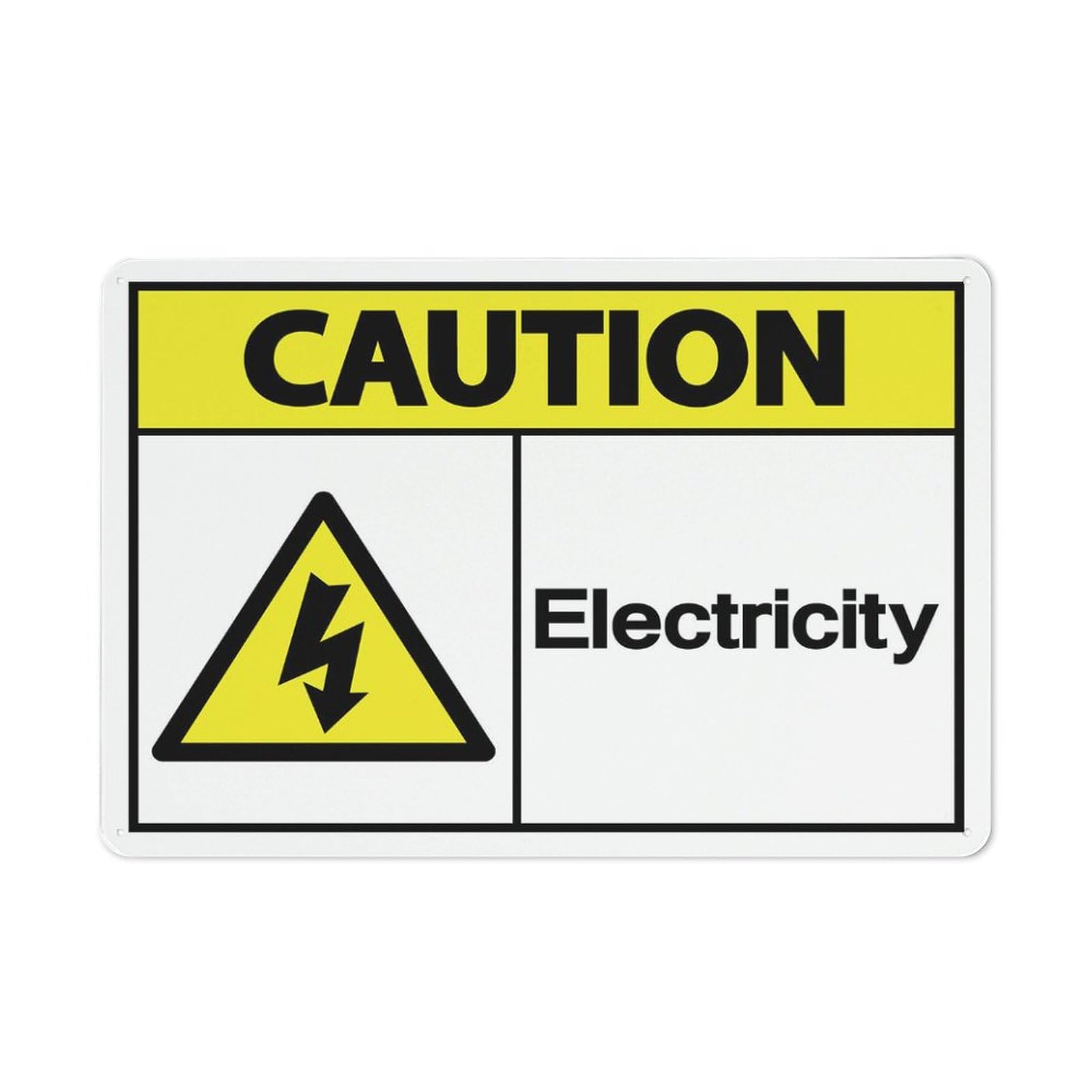 Caution Electricity Sign 8 X 12 Inches Rust Free Aluminum - Uv Protected, Waterproof, Weatherproof And Fade Resistant - 4 Pre-Drilled Holes