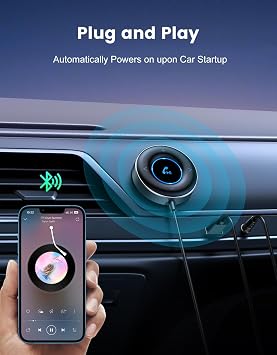 RIWUSI Bluetooth AUX Adapter for Car, [Plug and Play] Bluetooth 5.3 Receiver, 3.5mm AUX Car Adapter for Home Stereo/Speakers/Wired Headphones, Hands-Free Calls, Dual Connection, Hi-Fi Music