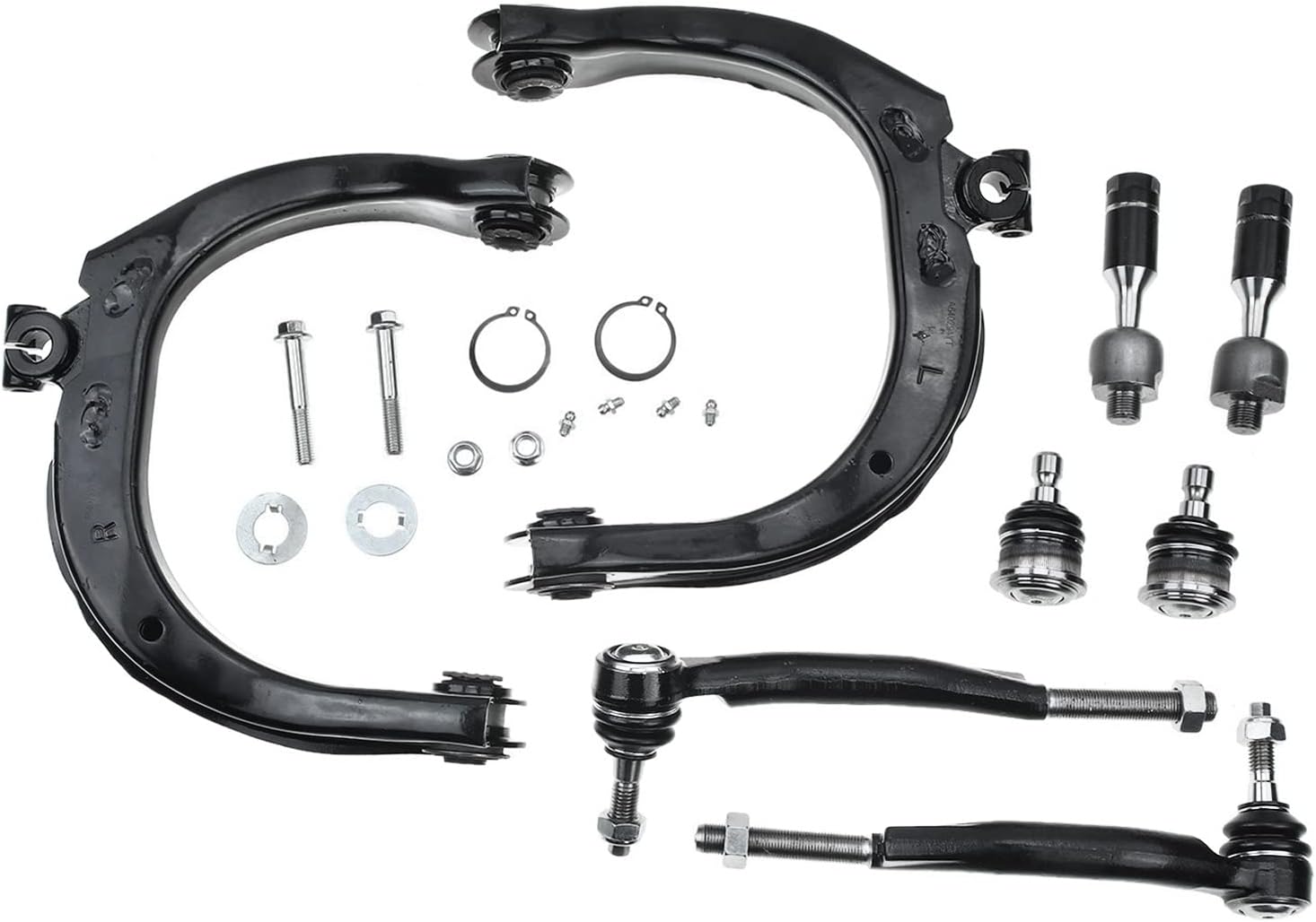 A-Premium Set of 8, Front Upper Control Arm, Upper Ball Joint, Inner Outer Tie Rod End, Compatible with Chevrolet GMC Buick Saab Isuzu - 2002-2009 - Trailblazer (EXT) SSR Envoy Rainier 9-7x Ascender